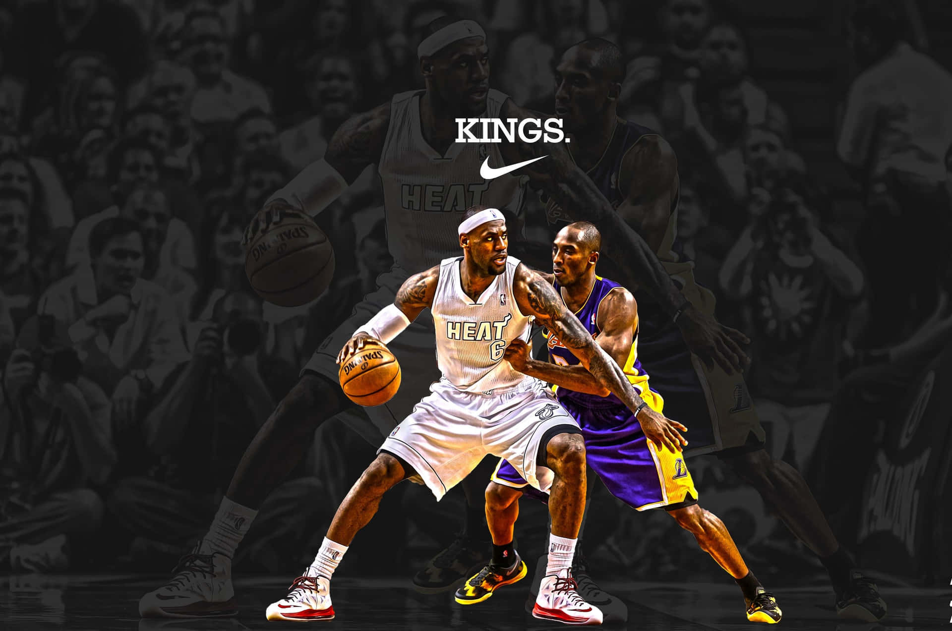 Competing Lebron And Kobe Bryant Poster Background