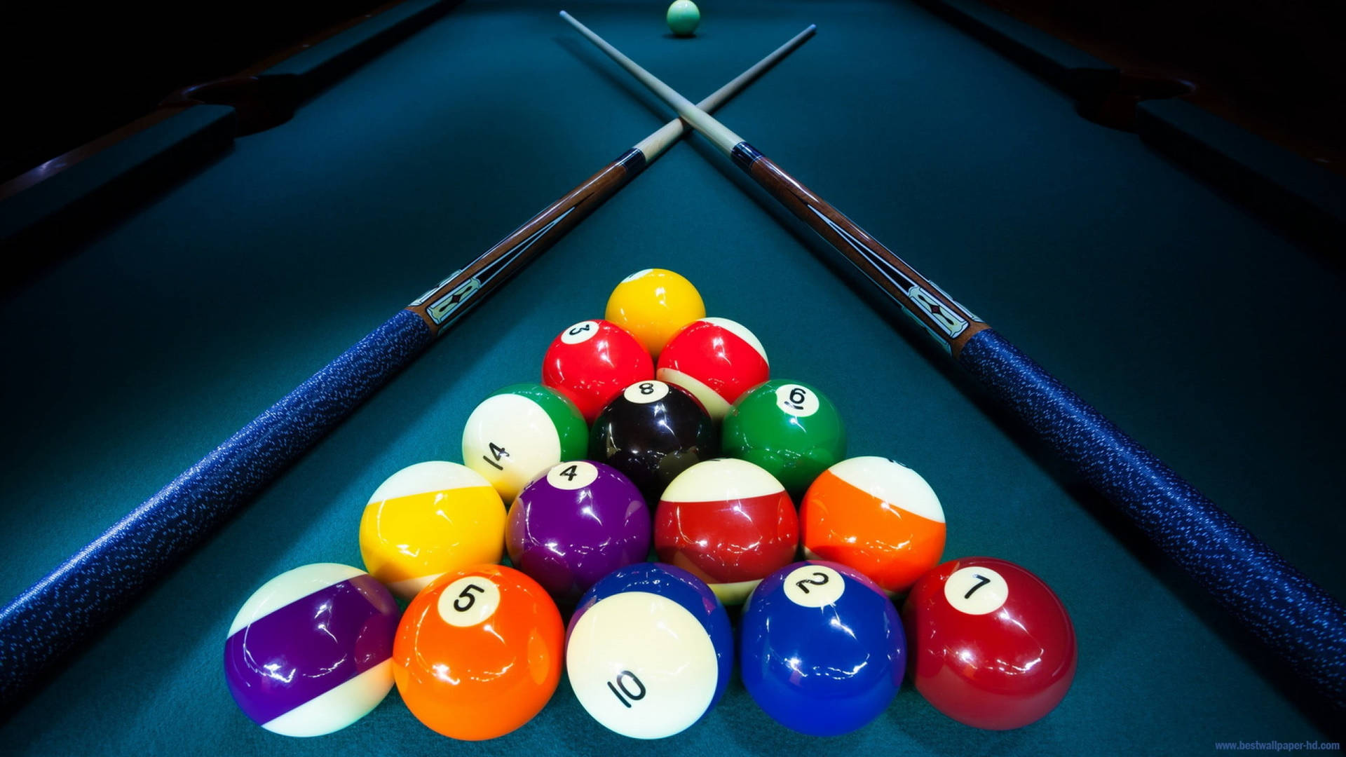Competitive Billiard Match In Mid-play Background