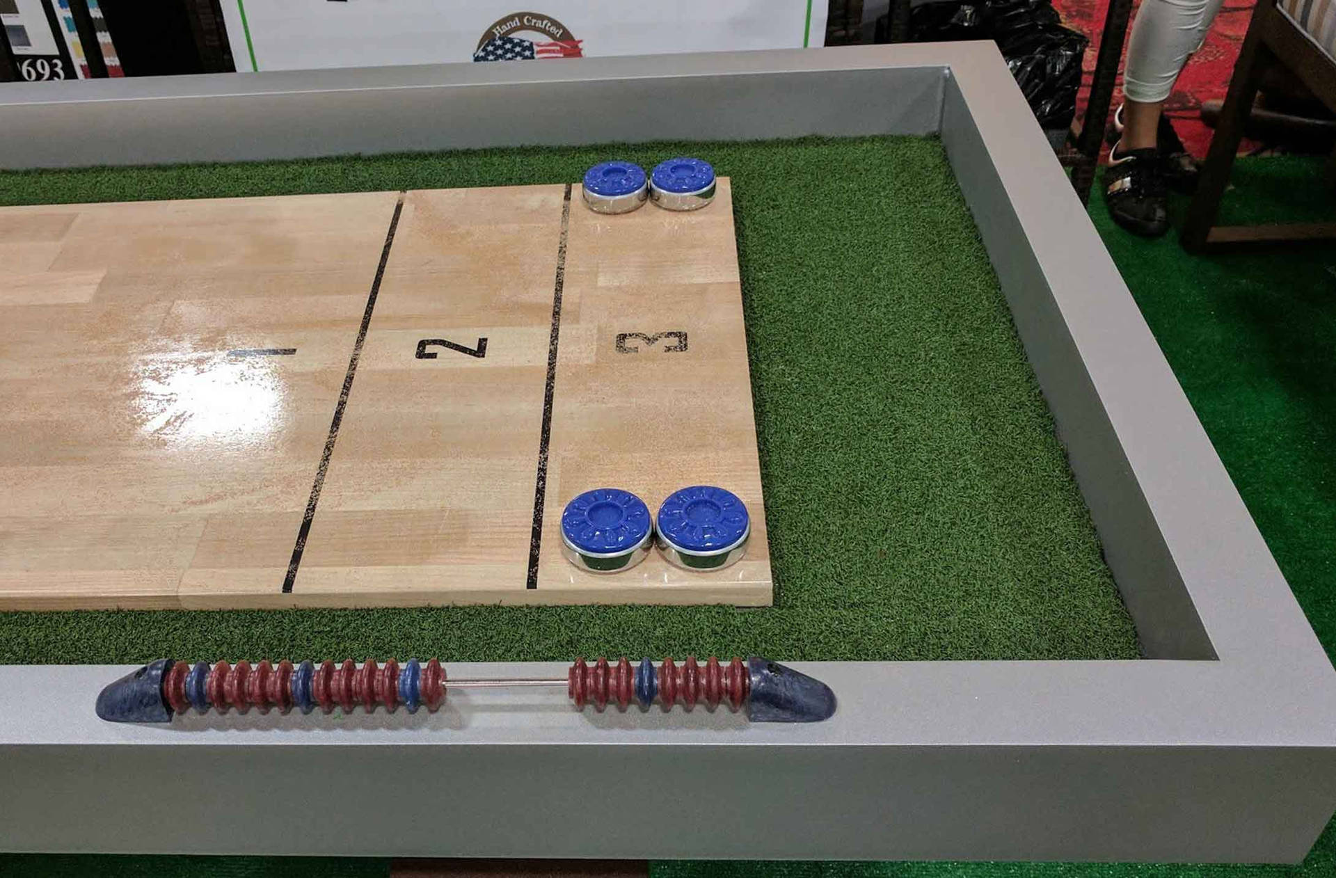 Competitive Fun With Rock-solid Outdoor Shuffleboard Table Background