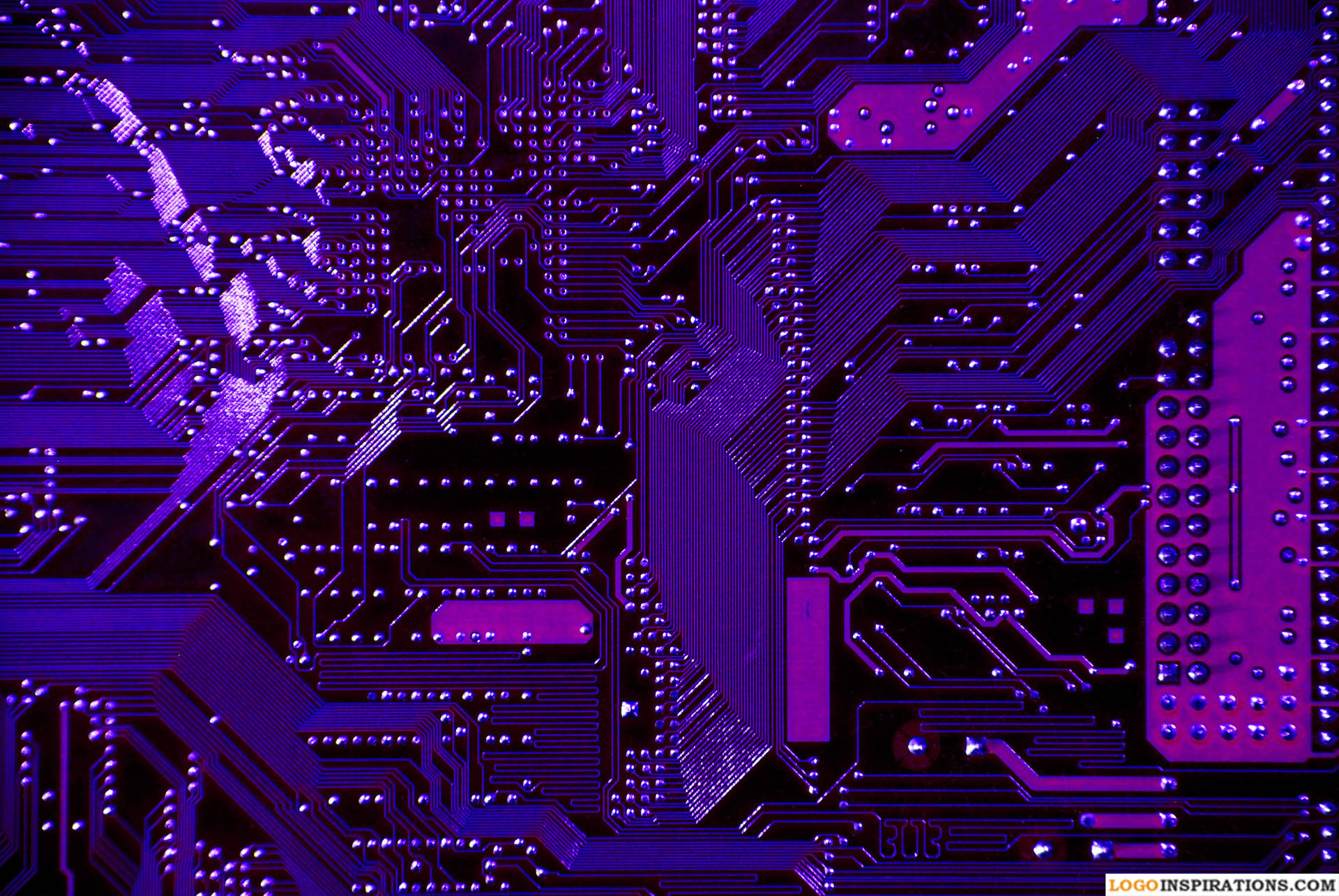 Complex Purple Circuit Board Background