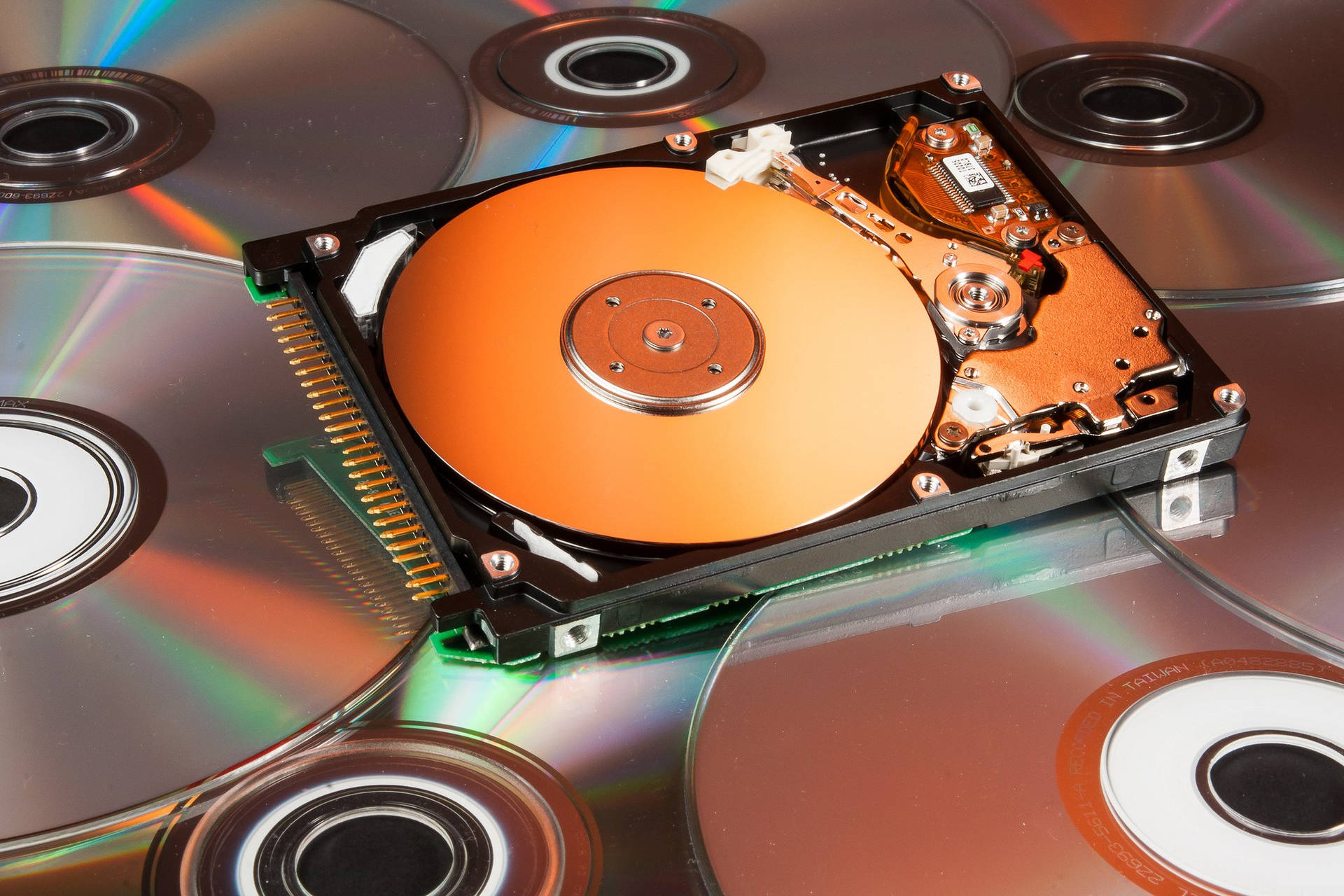 Computer Hard Drive On Compact Discs Background