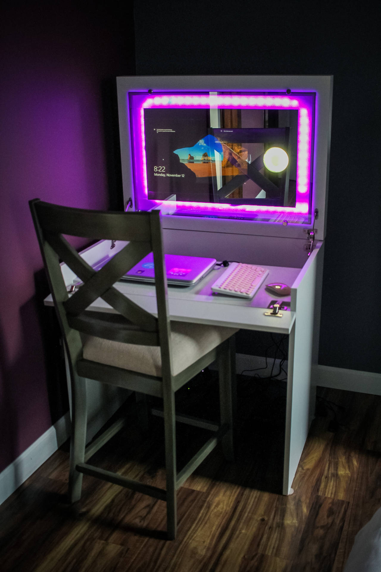 Computer Set Up Neon Purple Iphone