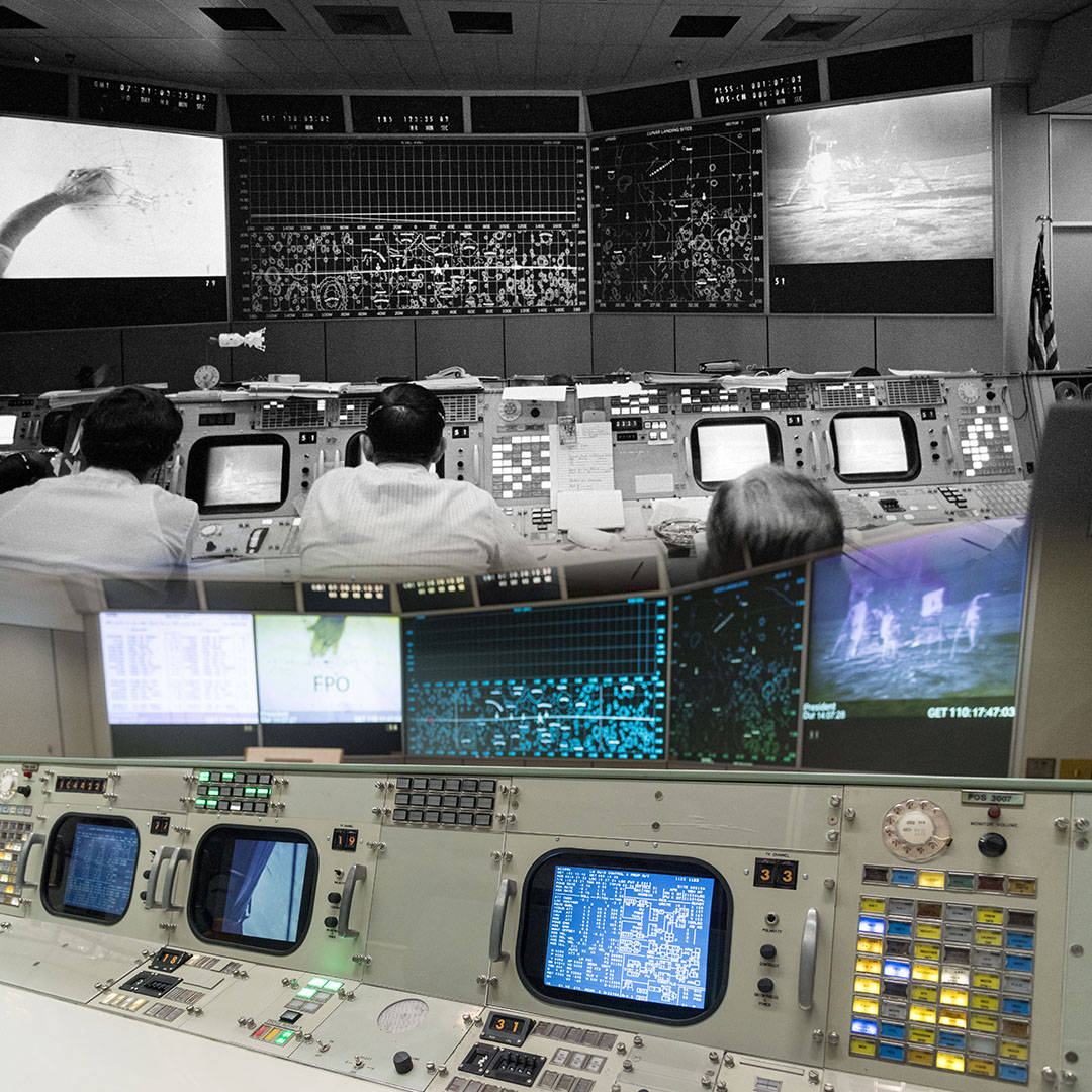 Computers In Nasa Houston Background