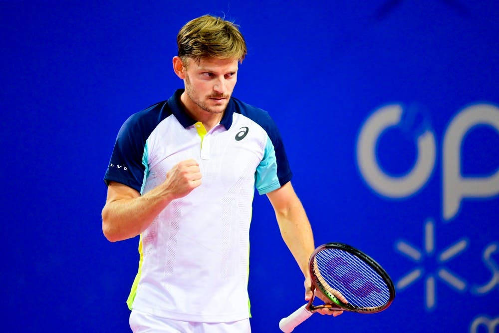 Concentrated David Goffin Excellent Backhand Shot Background