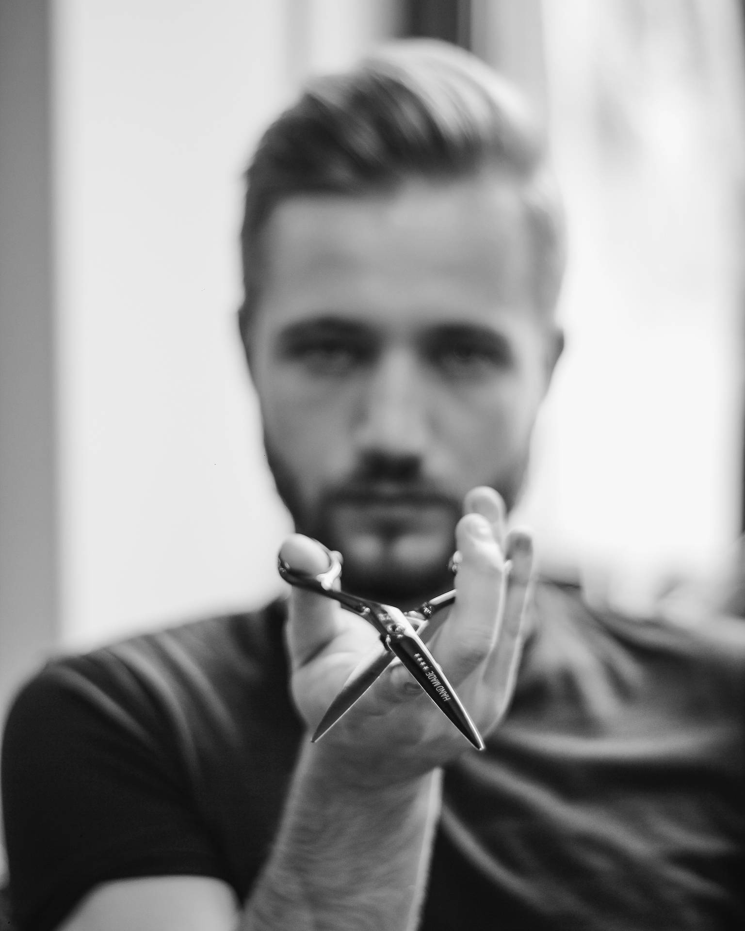 Conceptual Haircut Image In Grayscale Background