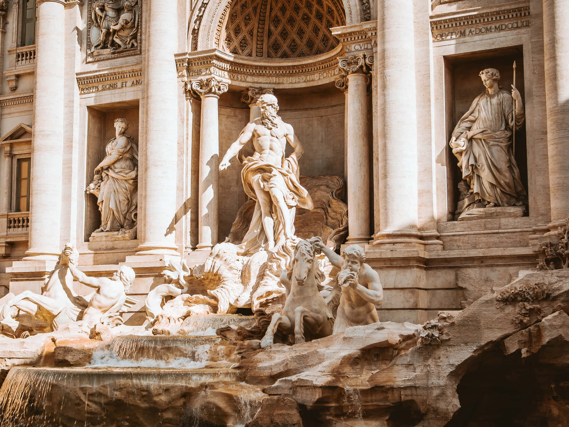 Concrete Structure Of Trevi Fountain Background