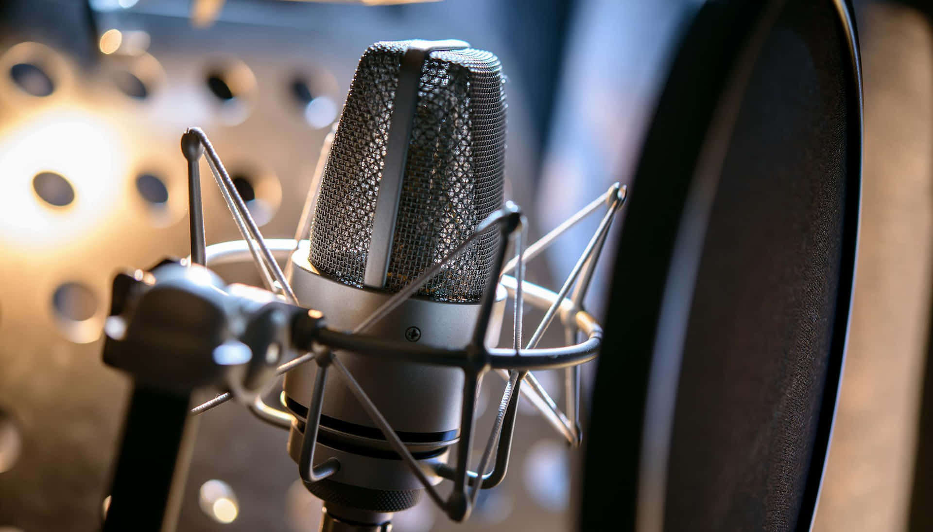 Condenser Microphone In The Studio Background