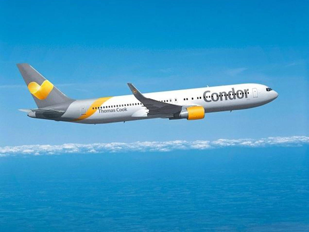 Condor Airlines Airplane Above The Ocean Background