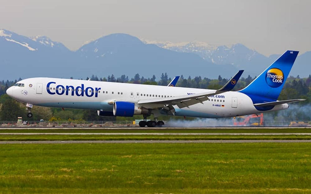 Condor Airlines Blue Airplane Tail Background