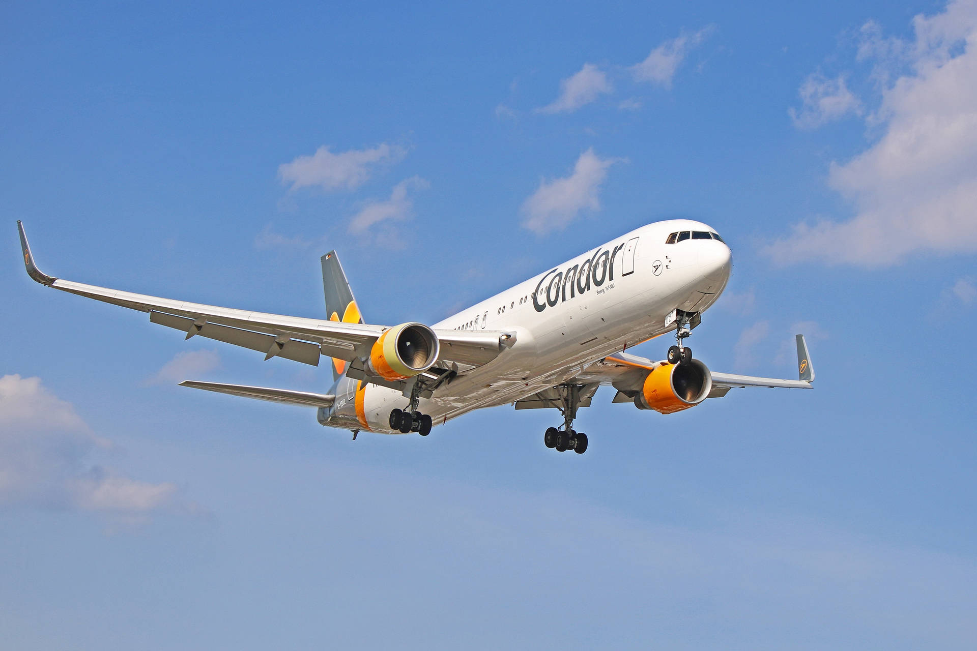 Condor Airlines Flying Airplane Up In The Sky Background