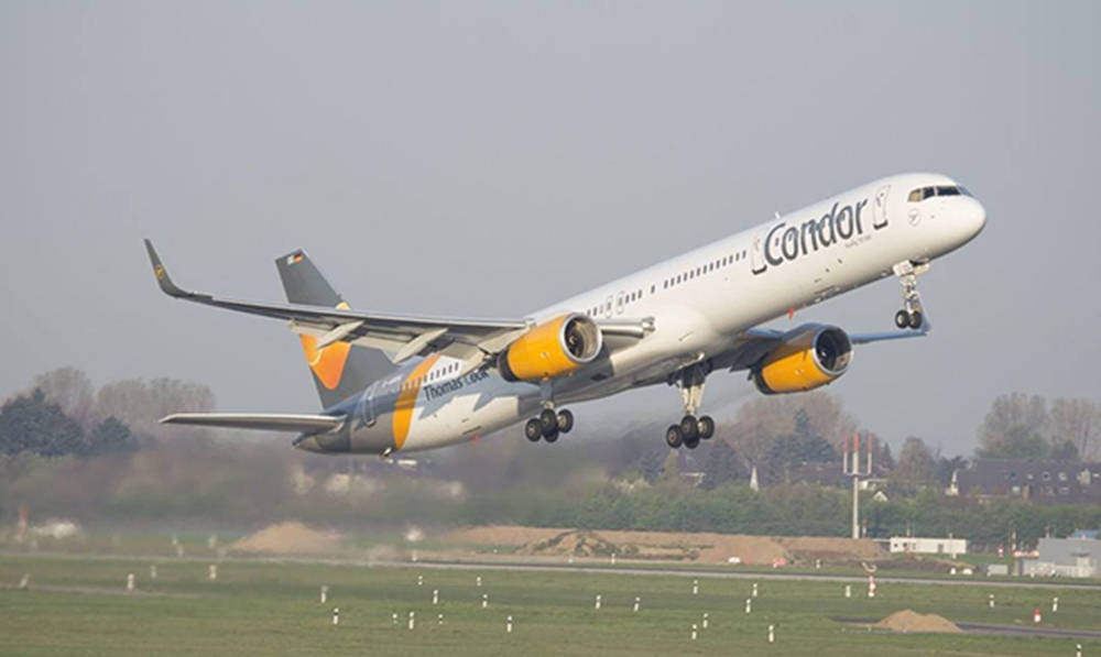 Condor Airlines Smooth Airplane Takeoff Background