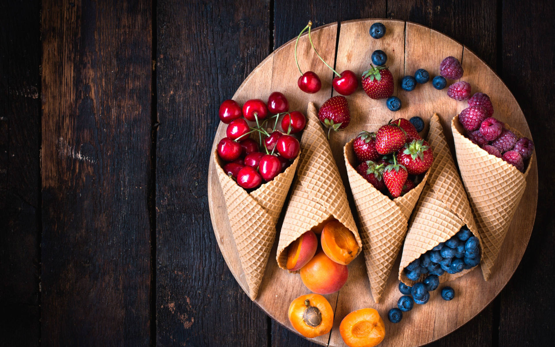Cones Filled With Berries Background