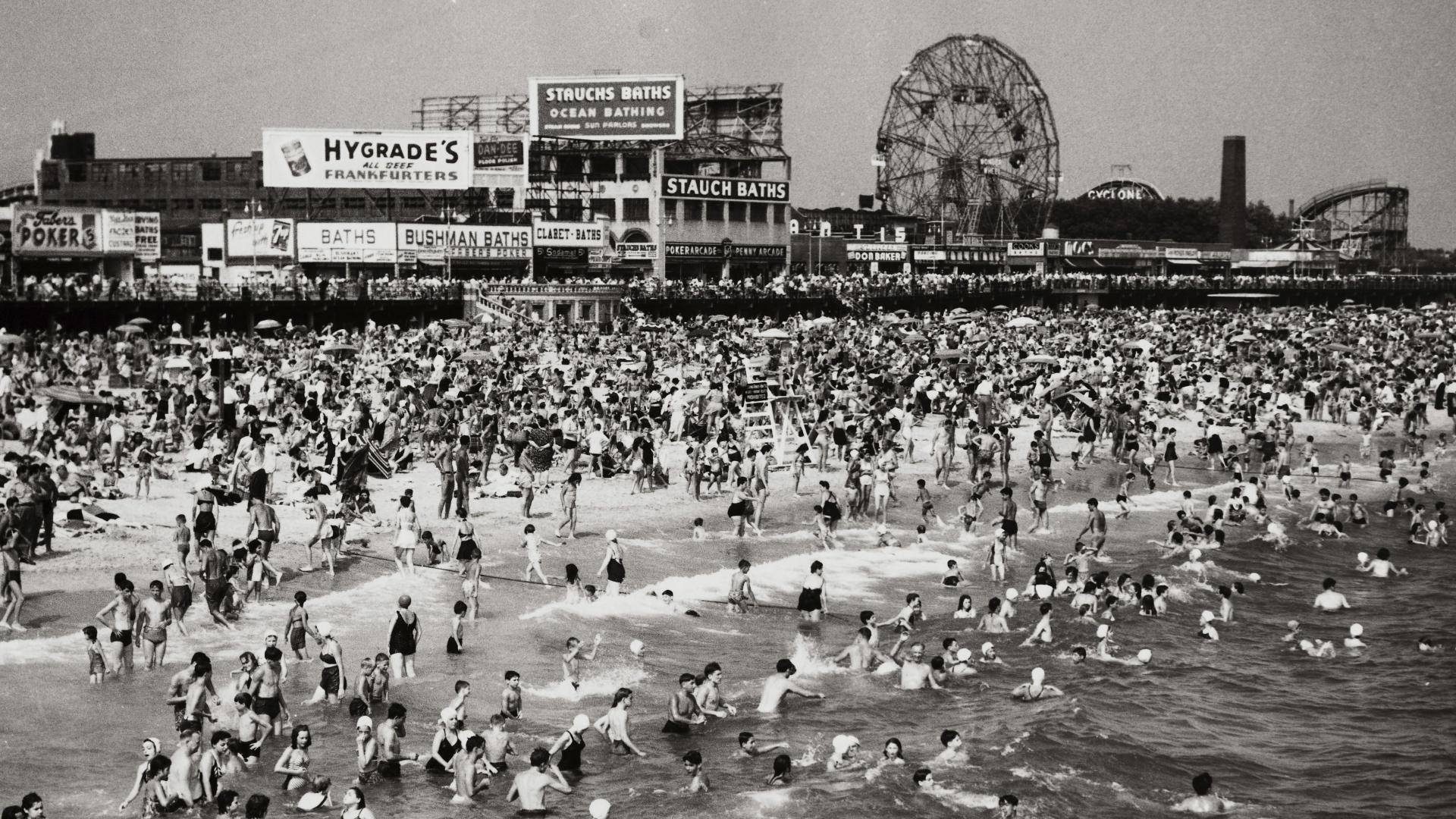 Coney Island Black White Background