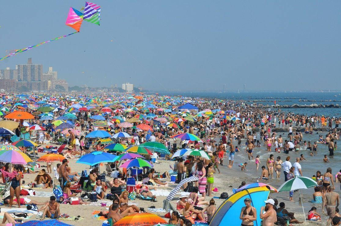 Coney Island Colorful Umbrellas Background