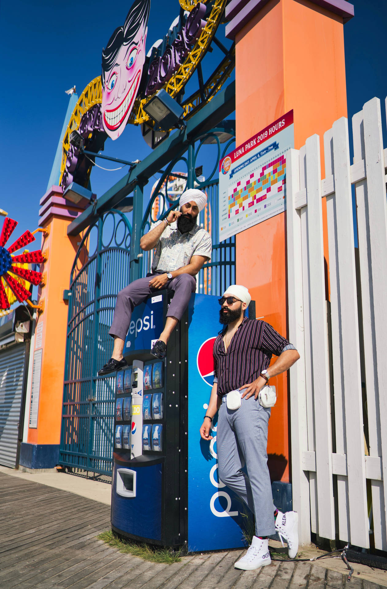 Coney Island Men At Gate Background