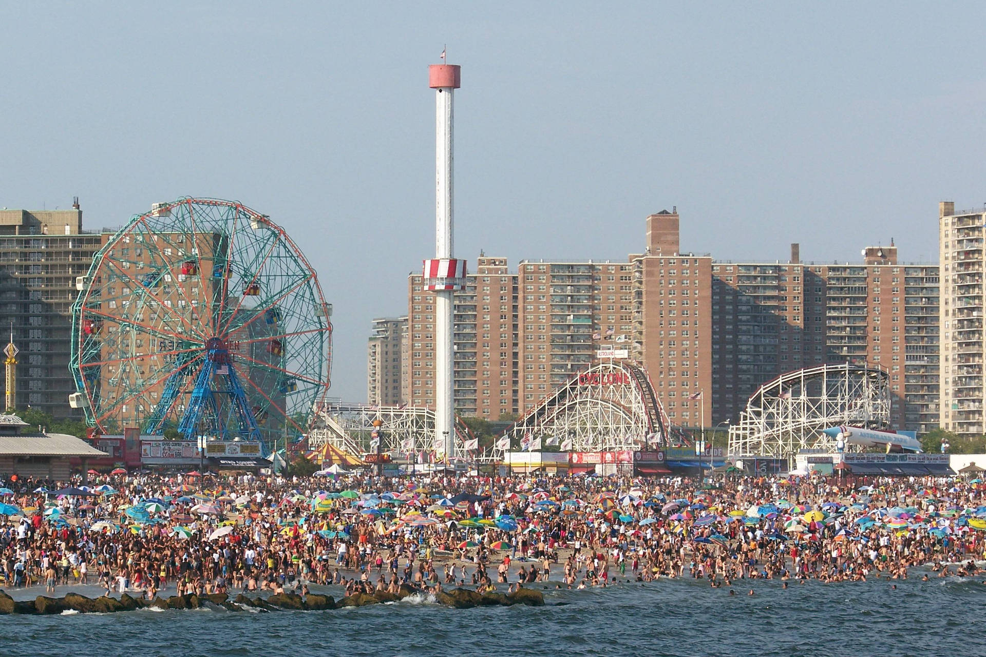 Coney Island Packed Crowd Background