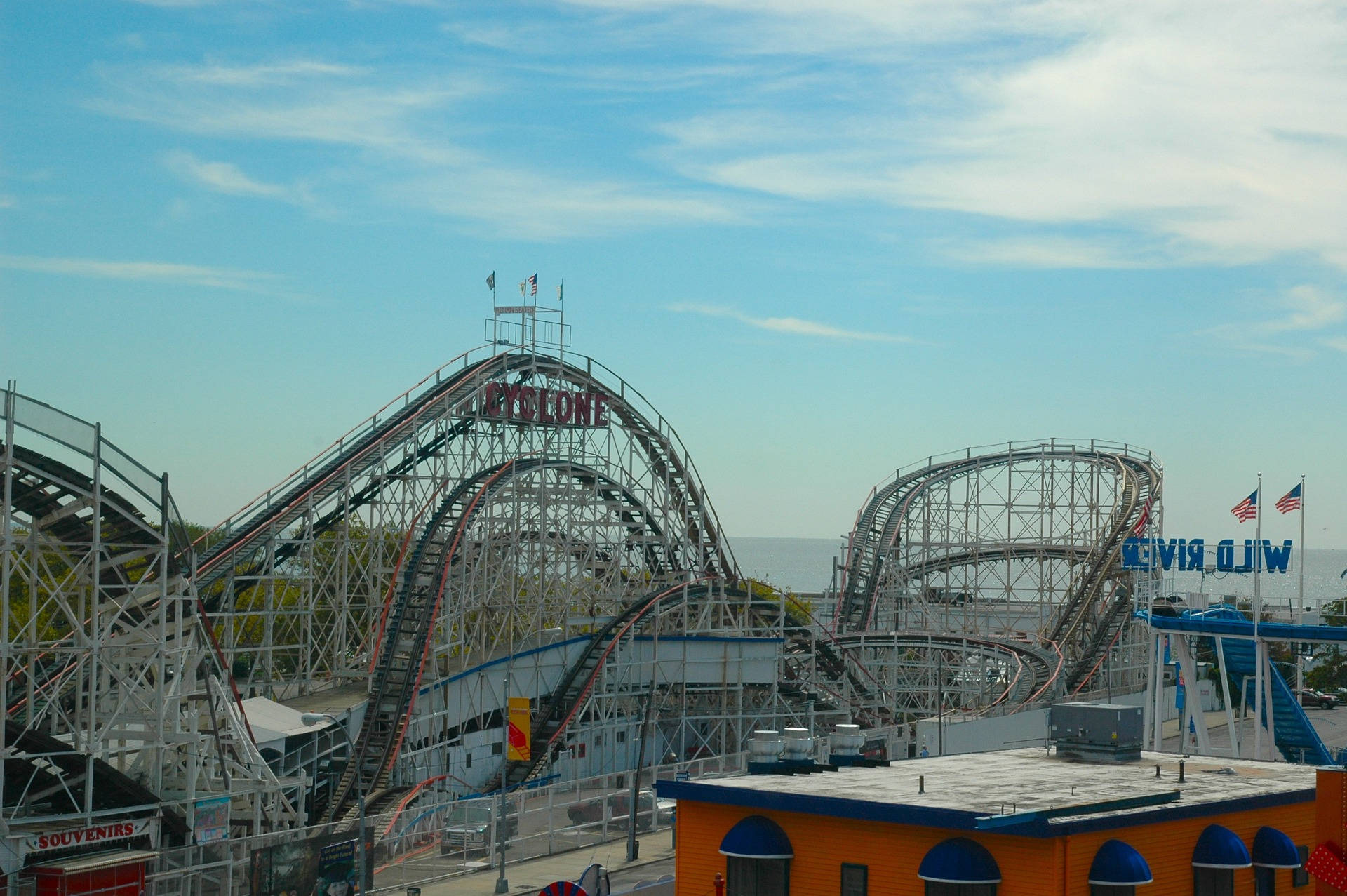 Coney Island Roller Coaster Sky Background