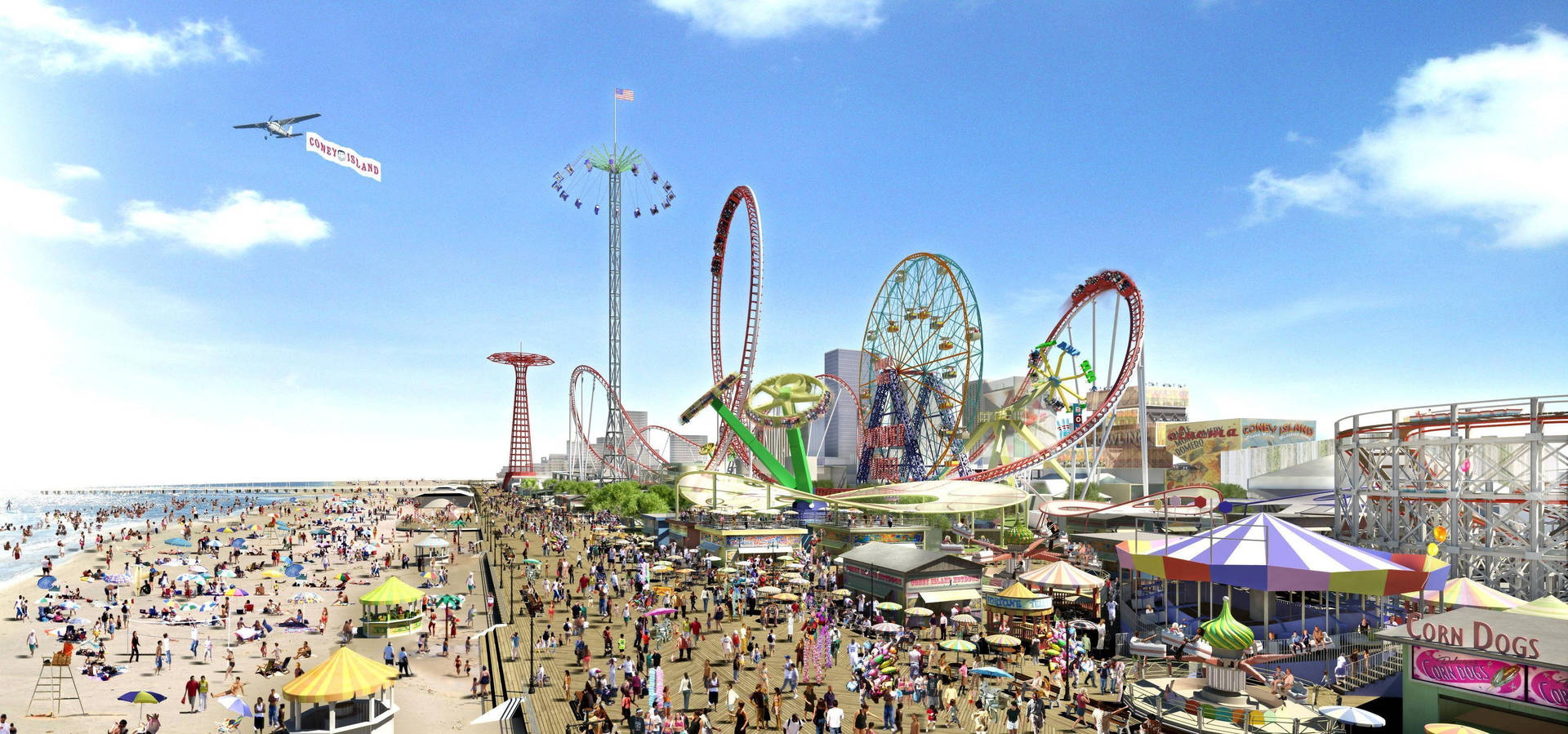 Coney Island White Clouds Background