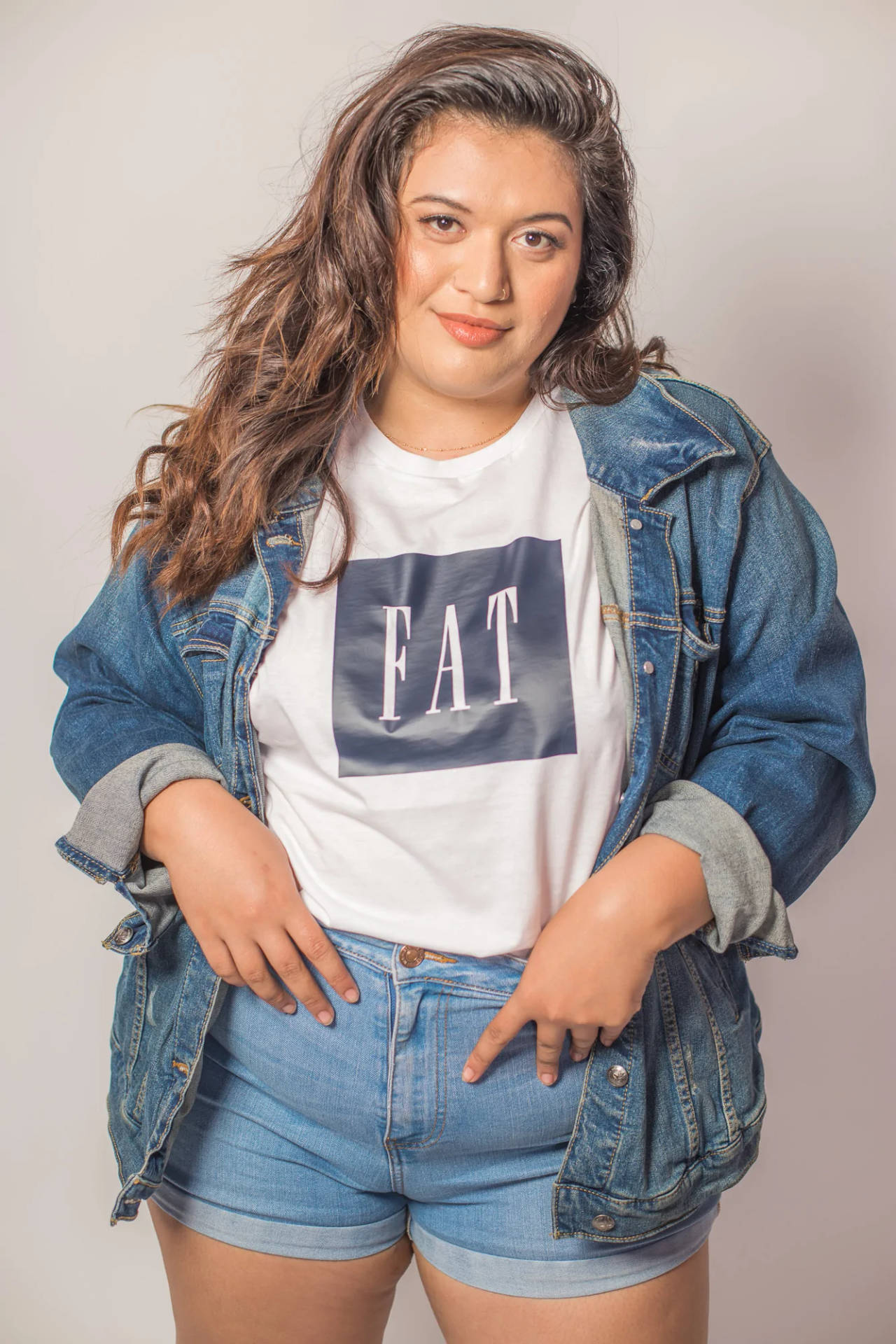 Confident Fat Person In Comfy T-shirt Background