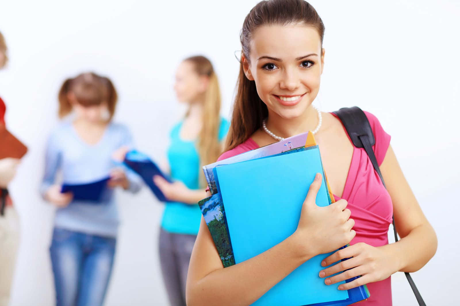 Confident Student With Books Background