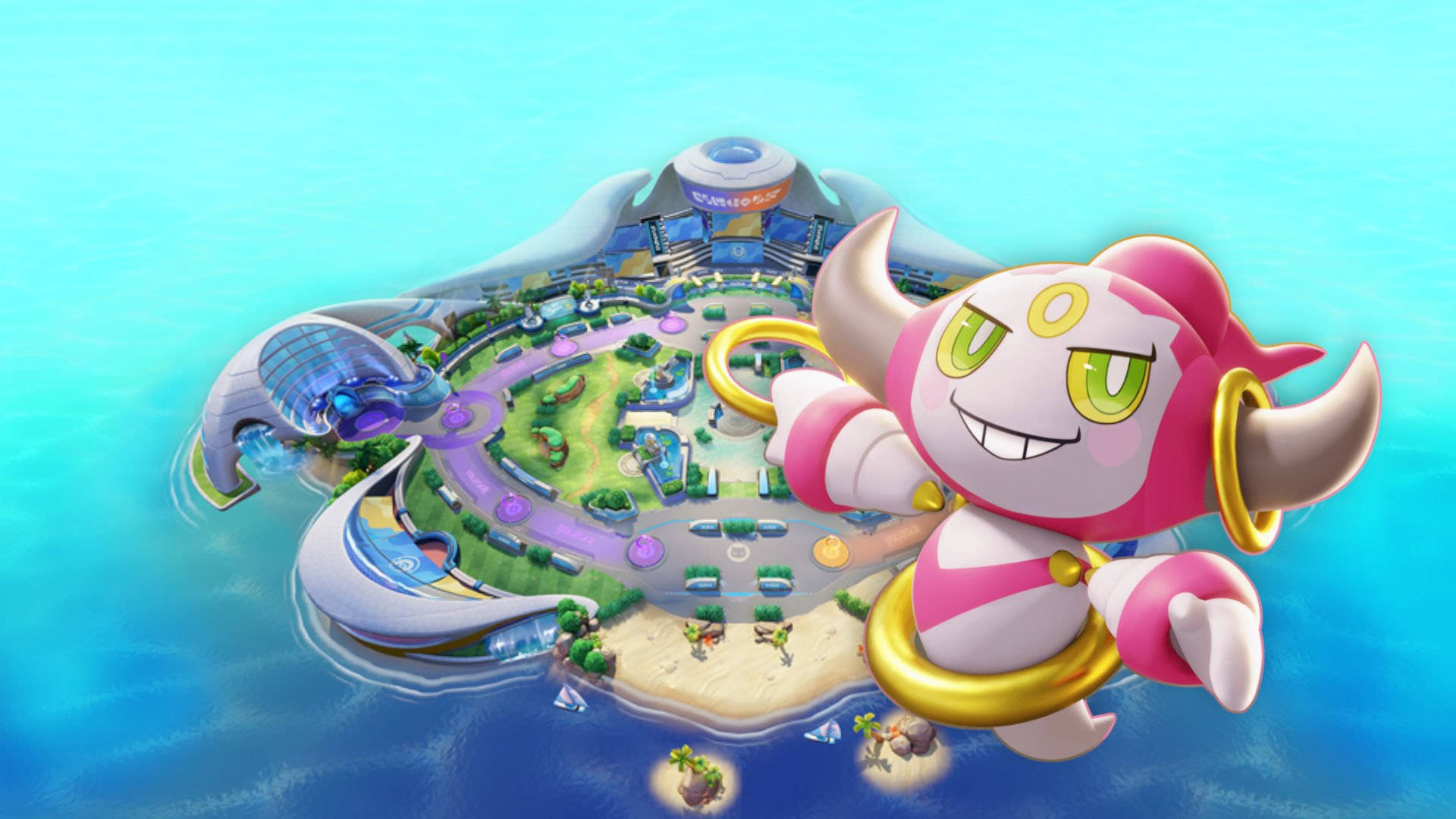 Confined Hoopa Floating Near Island