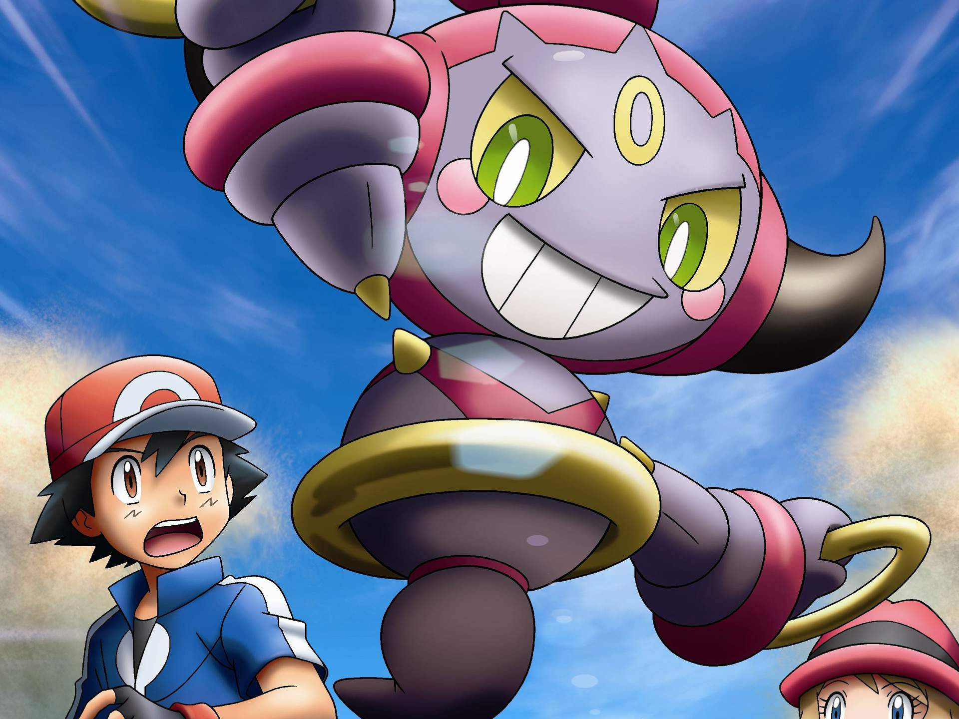 Confined Hoopa With Protagonists Background