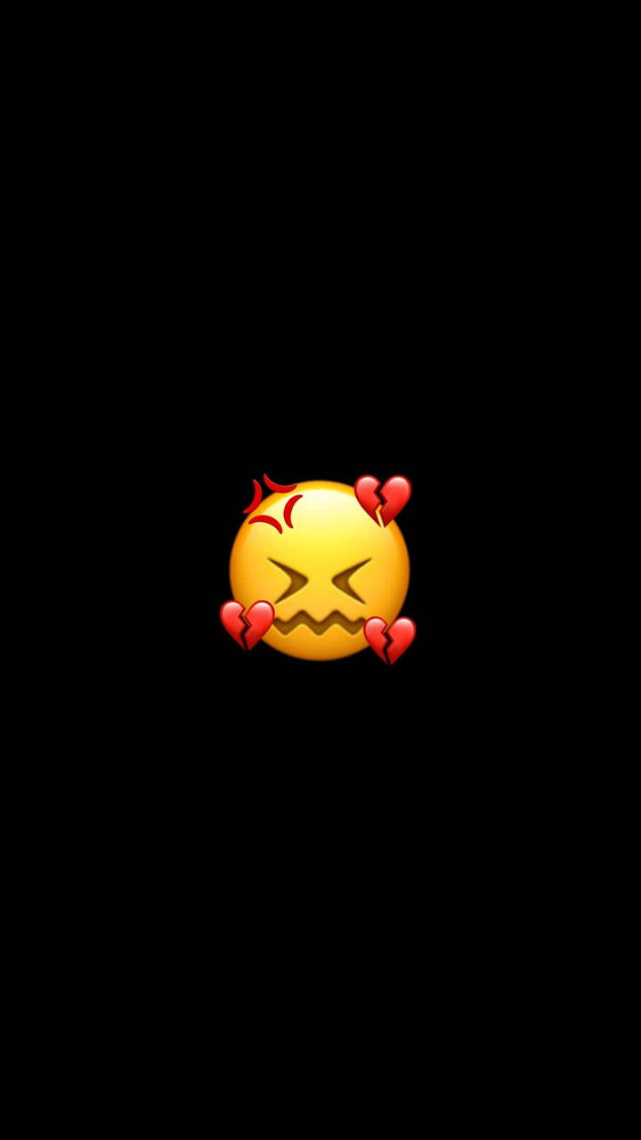 Confounded Emoji With Broken Heart Black