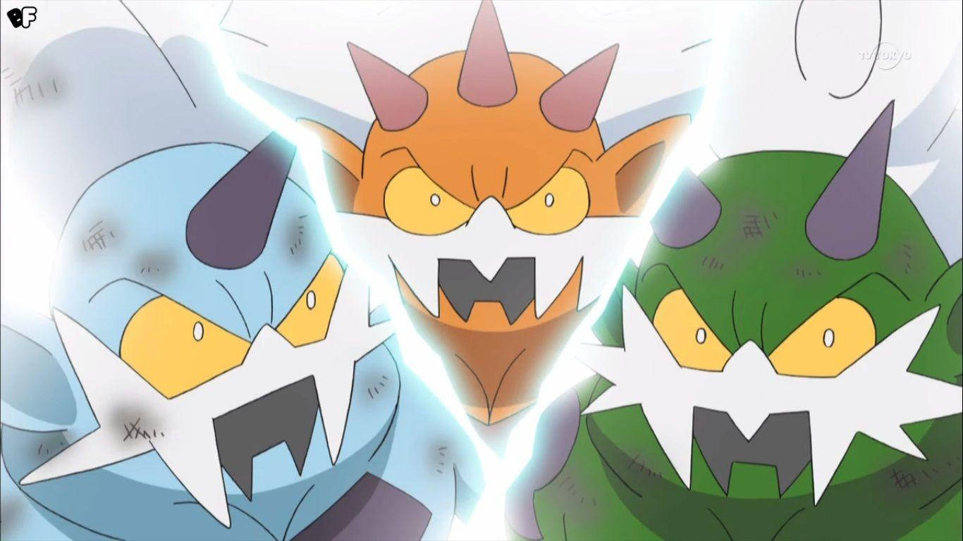 Confrontation Unveiled: Landorus, Thundurus, And Tornadus Showdown Background