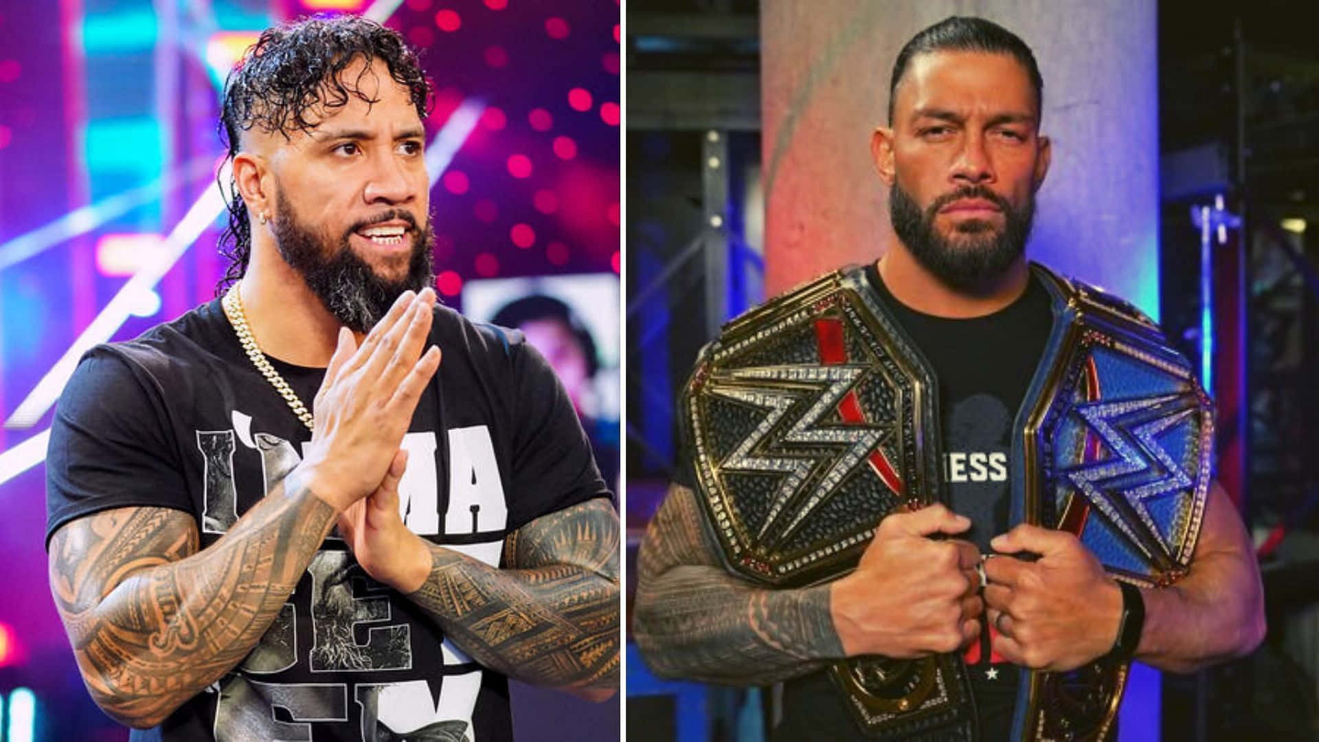 Confronting Moment - Jey Uso And Roman Reigns Split In Wwe Background