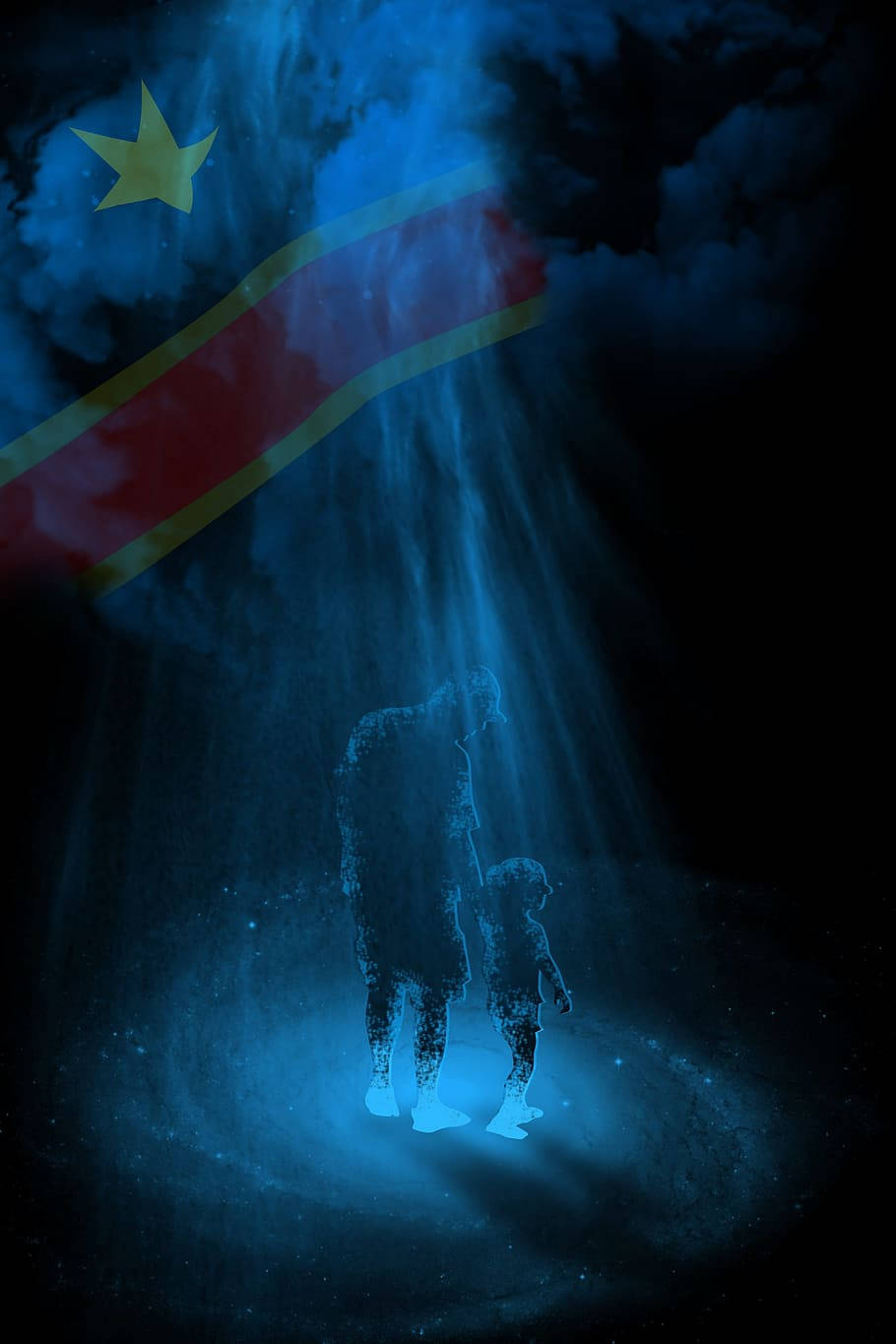 Congo Flag Shadow Ghost Effect Background