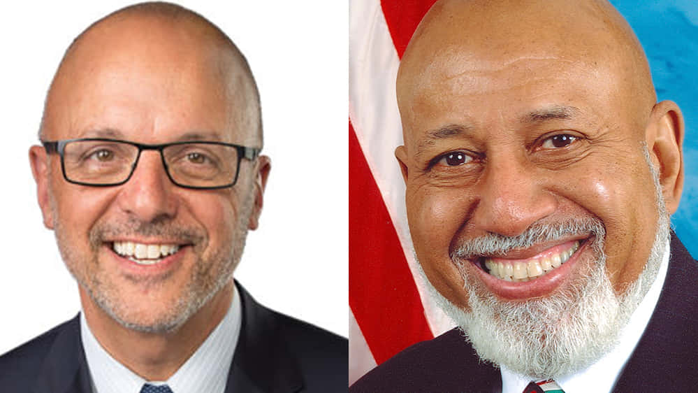 Congressmen Ted Deutch And Alcee Hastings Engaged In A Conversation. Background