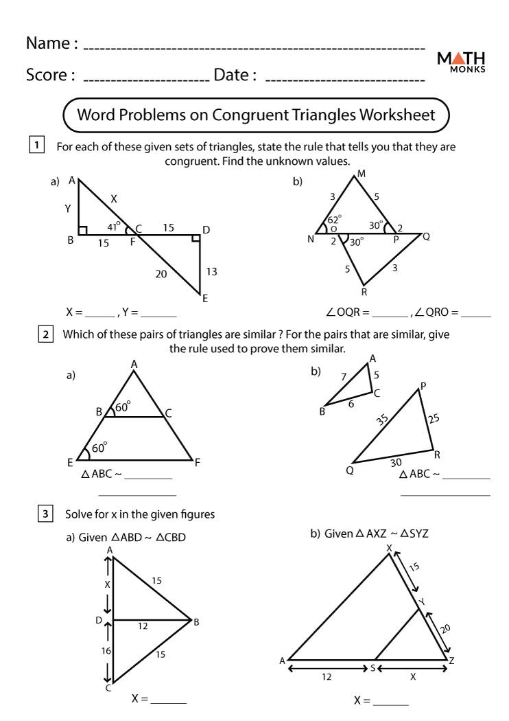 Congruent Triangle Word Problems Background