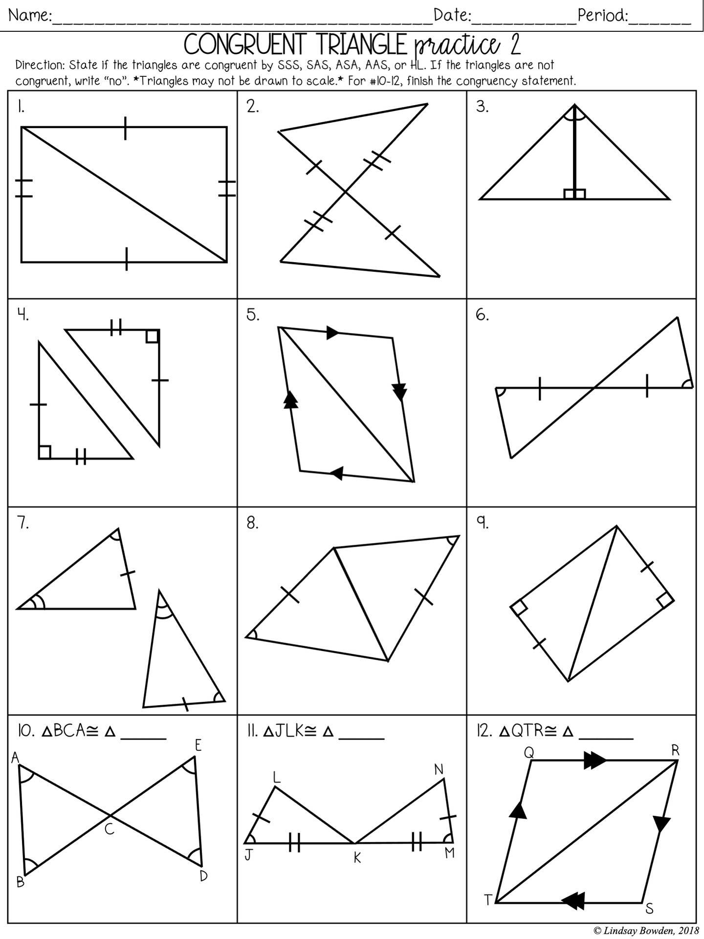 Congruent Triangles Practice 2 Background