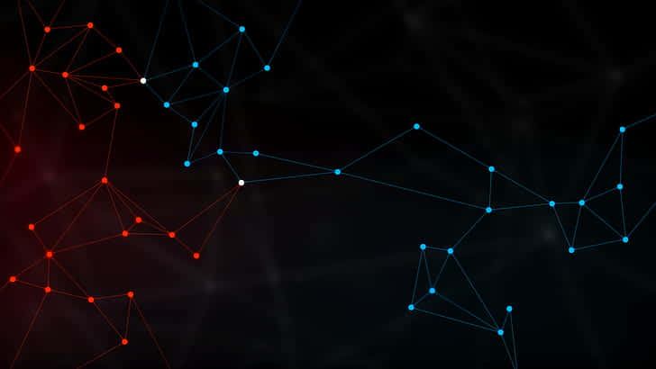 Connected Blue And Red Dots Background