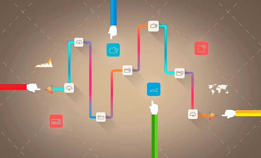 Connected Workflow And Infographic Icons