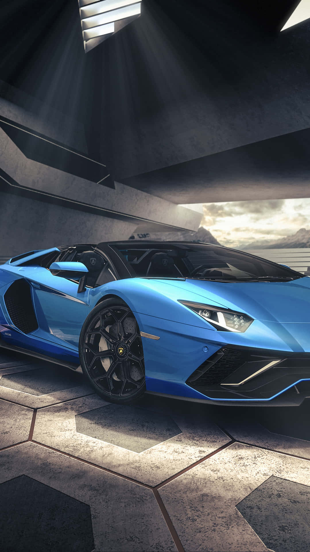 Conquer The City With Luxury And Style In This Blue Lamborghini Iphone Background