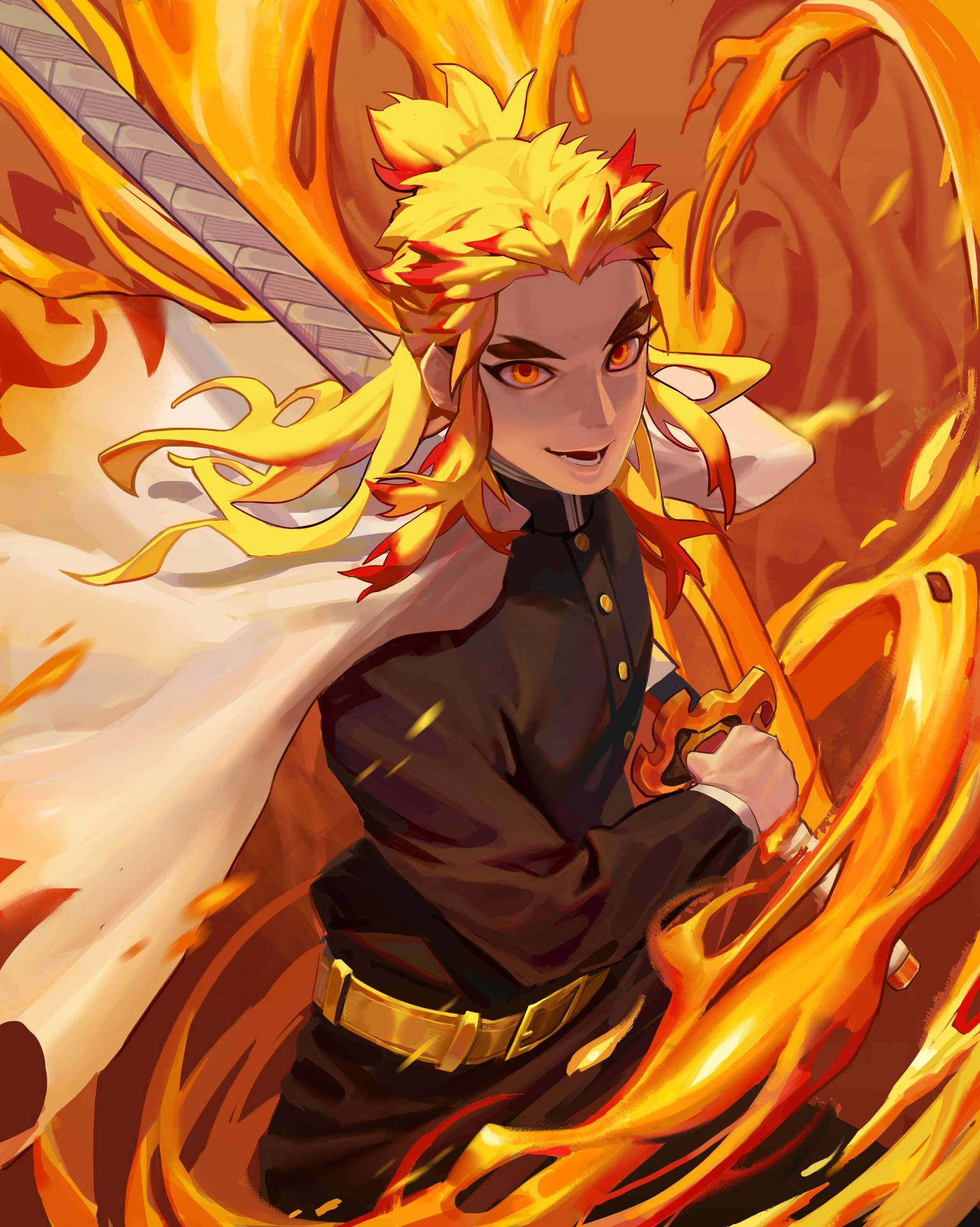 Conquer The Flames In Rengoku: The Flame Pillar Background