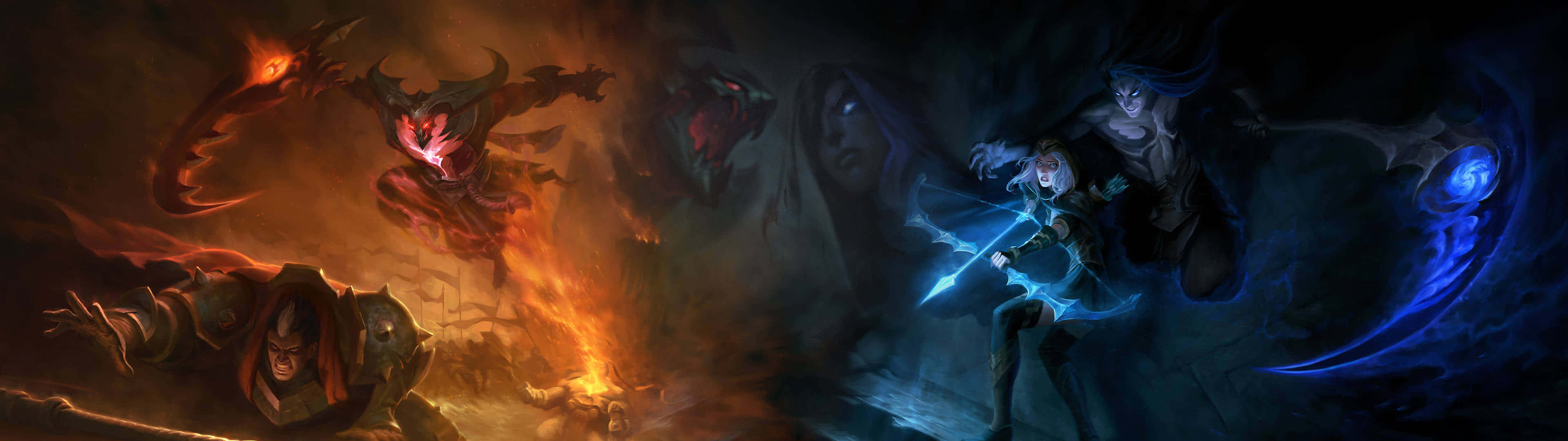 Conquer The Nexus With League Of Legends On Dual Screen Background