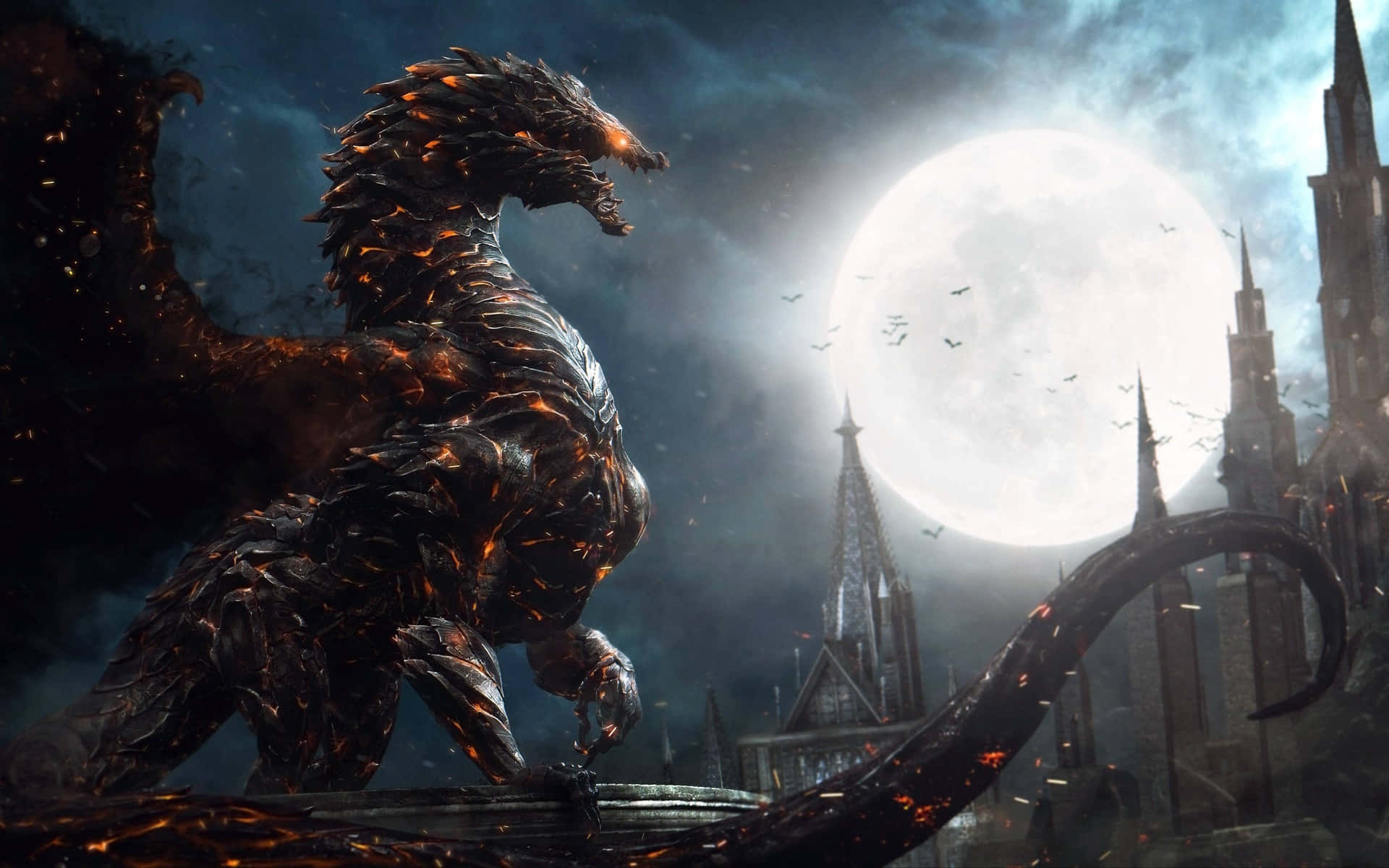Conquer The Skies With The Magnificent Powerful Dragon Background