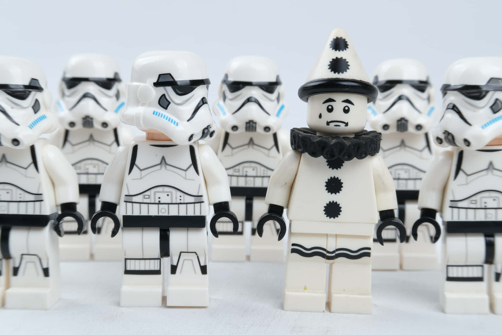 Conspicuous Black And White Clown With Stormtroopers