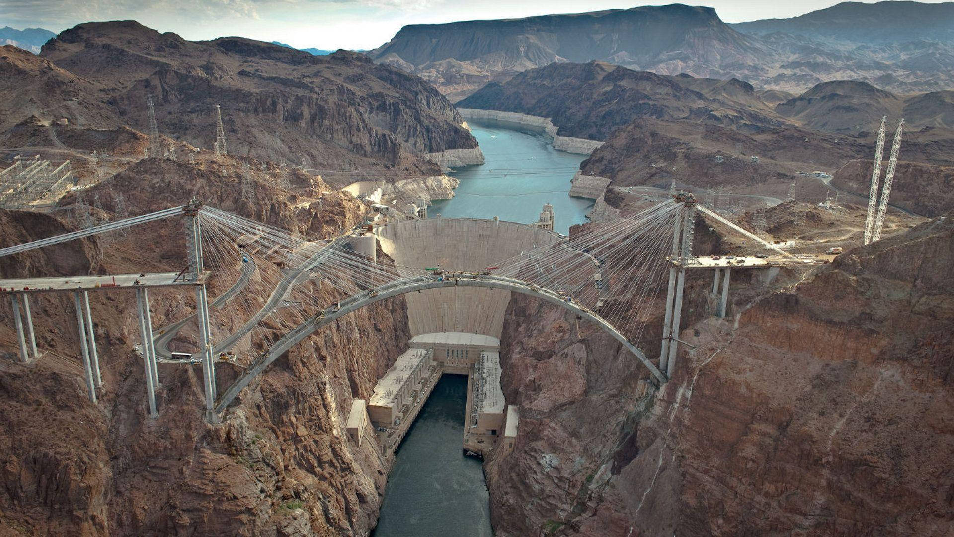 Construction Work Around Hoover Dam Background