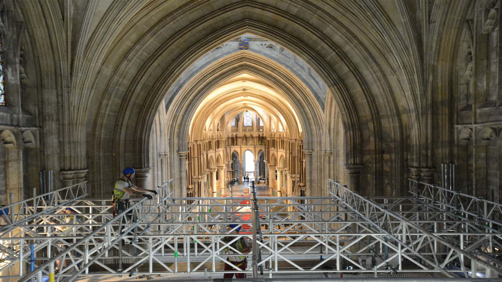 Construction Works At Trinity Chapel Of Canterbury Cathedral Background