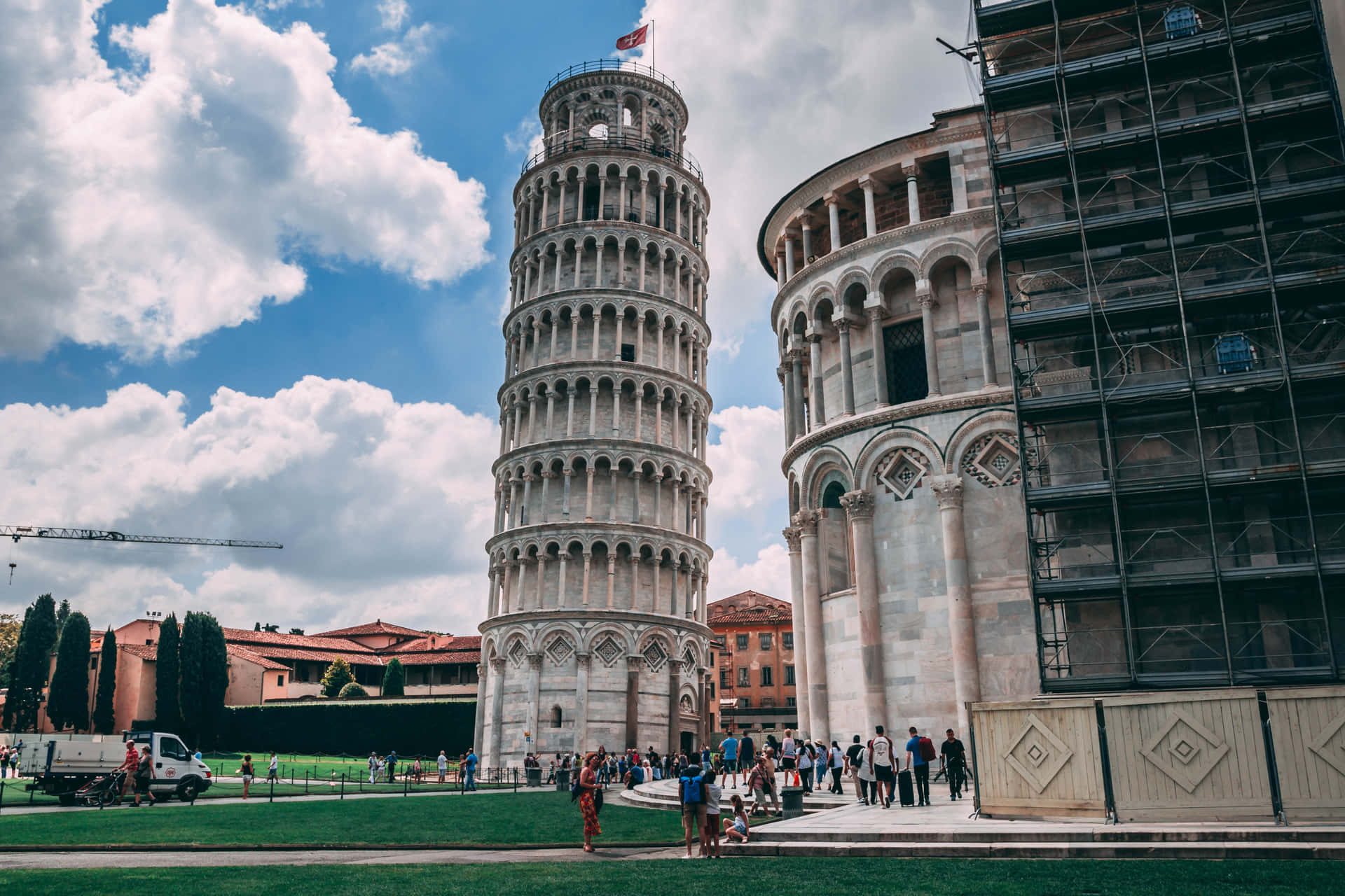 Constructions Around Tower Of Pisa Background
