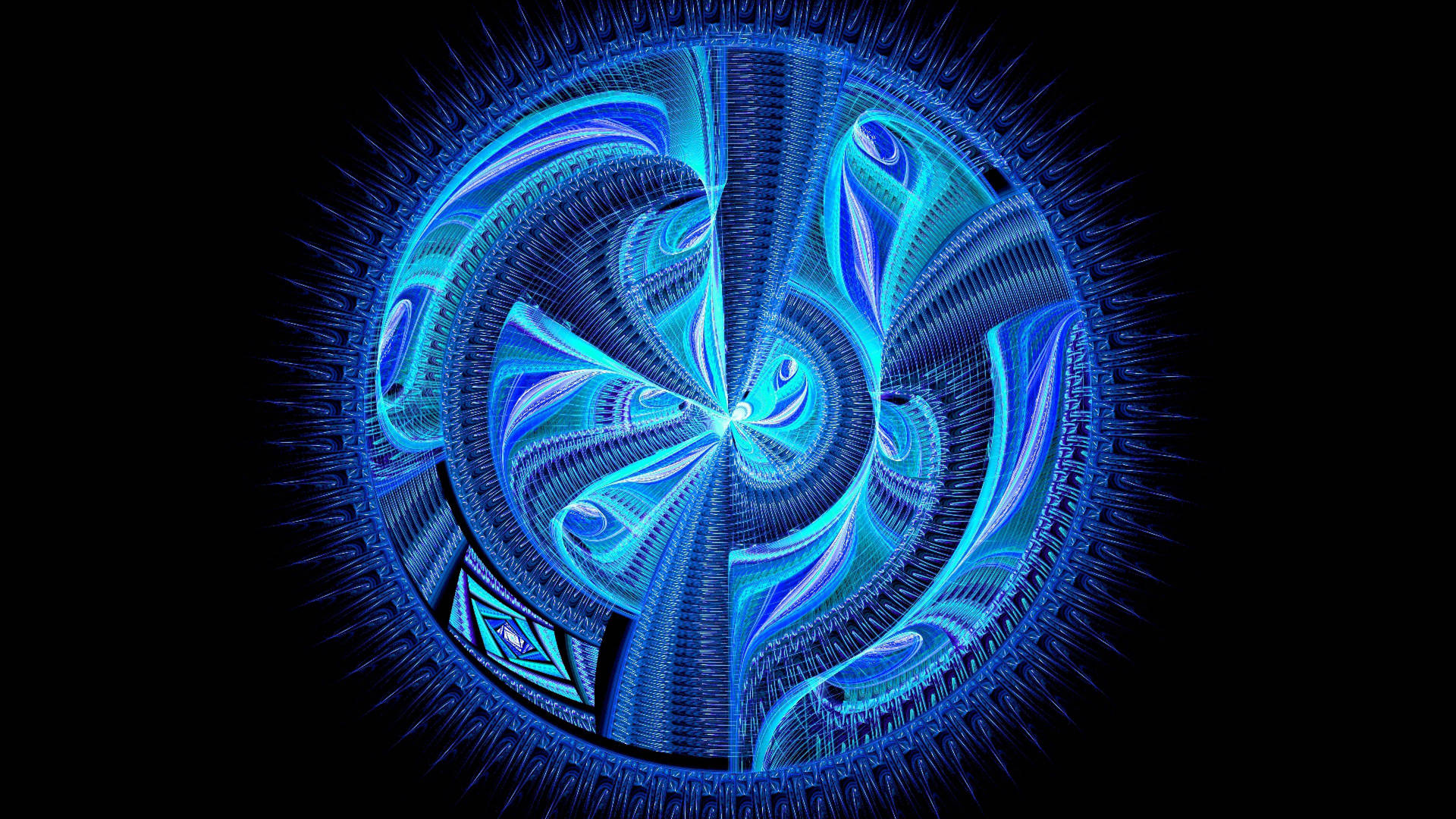 Contained Blue Fractal Design Background