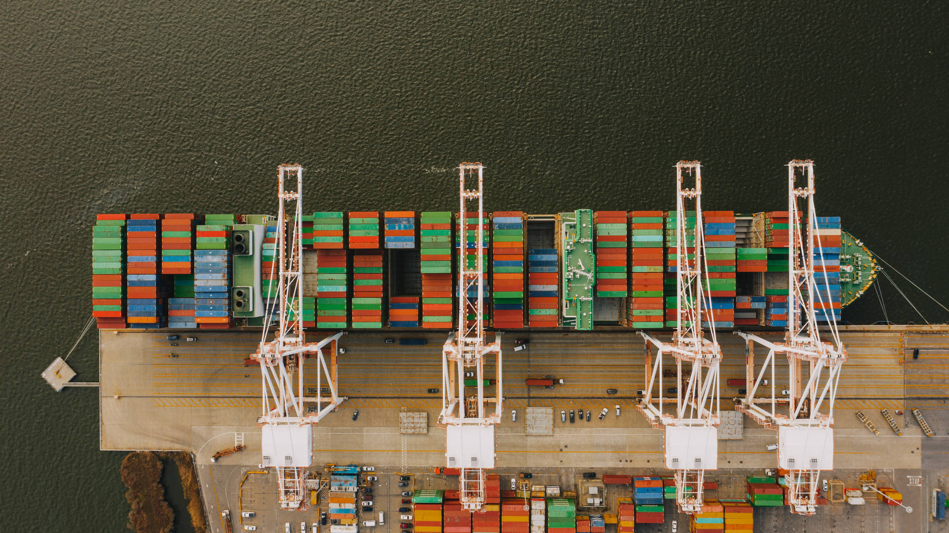 Container Ship On International Sea