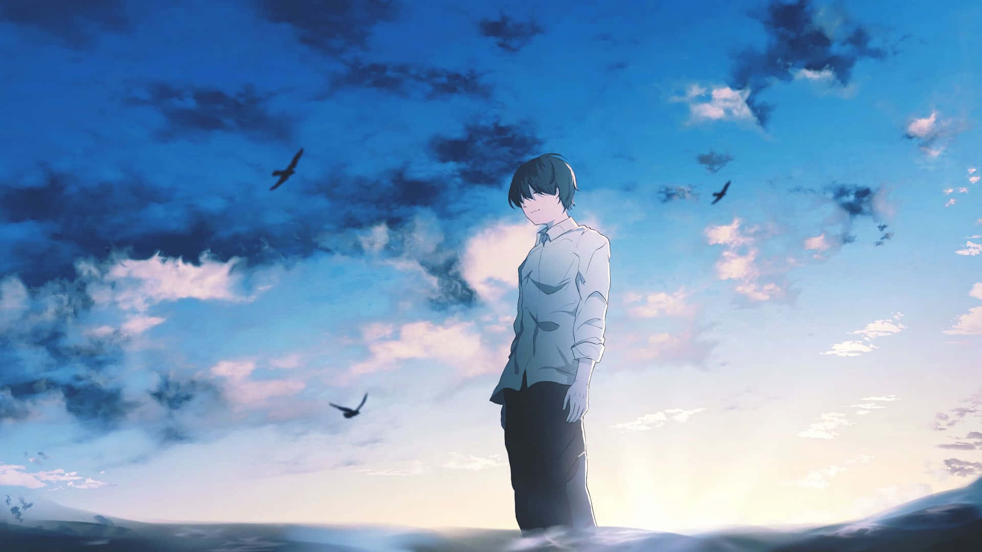 Contemplative Anime Characterat Dusk2560x1440 Background