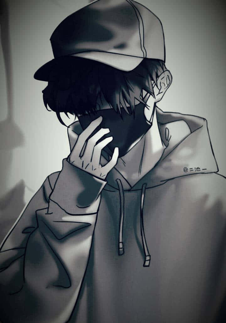 Contemplative Anime Characterin Shadows Background