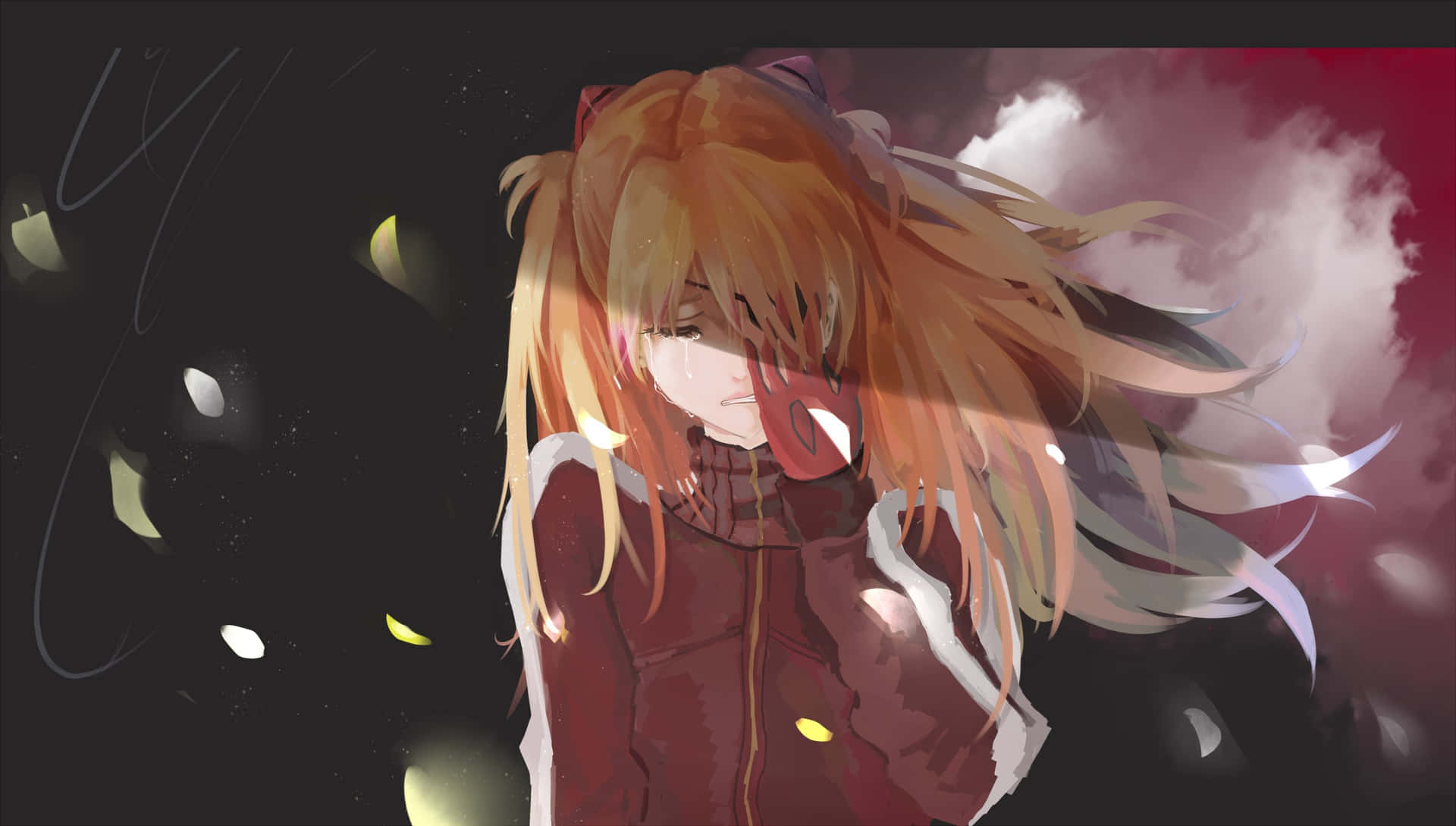 Contemplative Anime Girlin Wind Background
