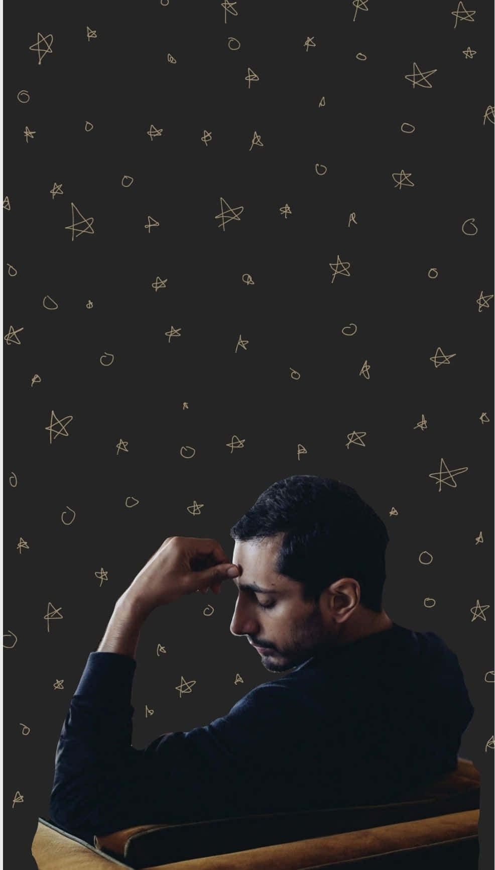 Contemplative_ Man_ Against_ Star_ Pattern_ Background Background