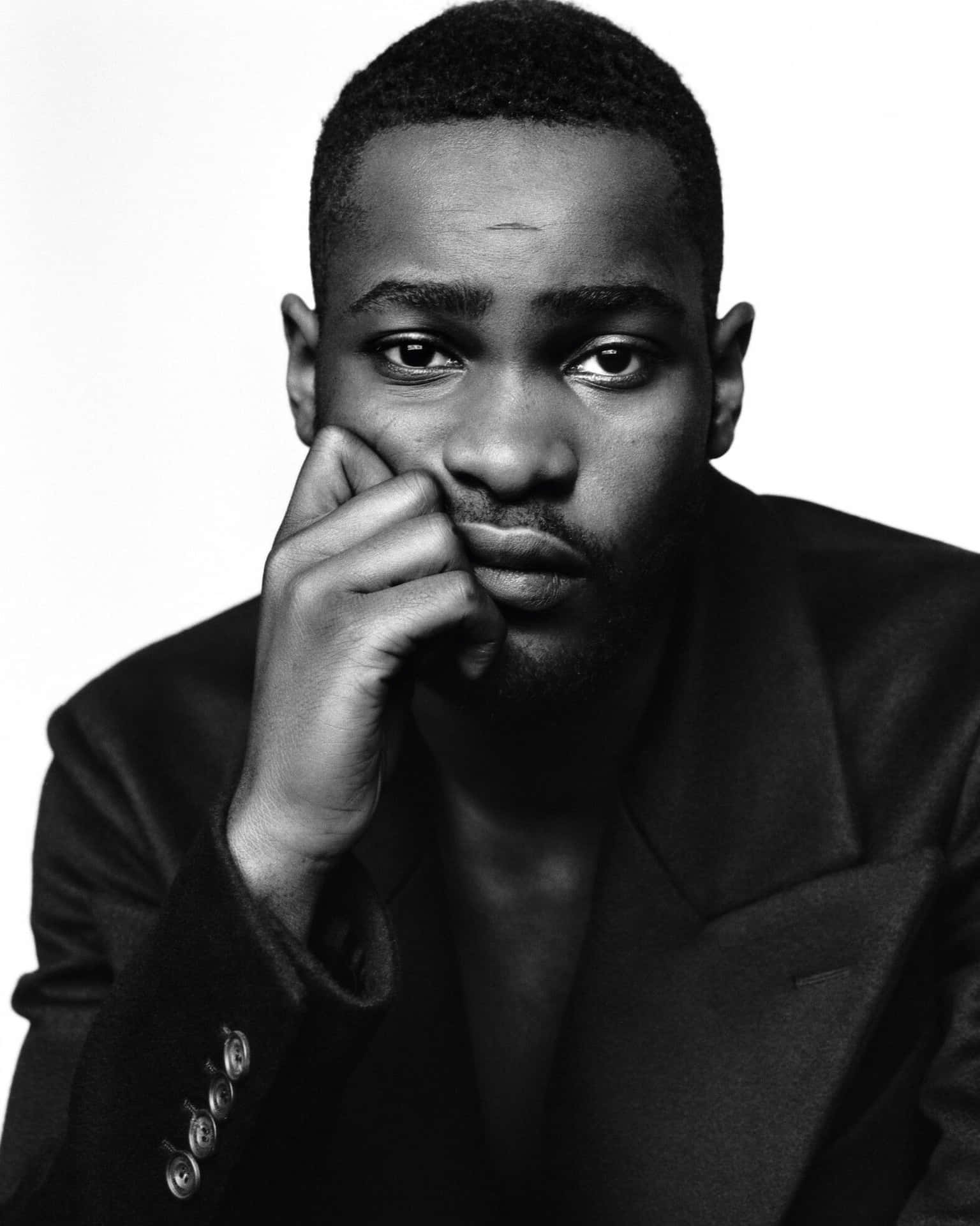 Contemplative Manin Blackand White Background